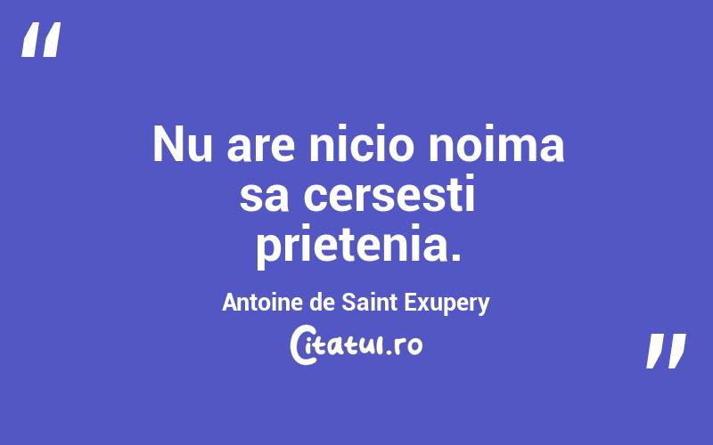 Nu are nicio noima sa cersesti prietenia. Antoine de Saint Exupery