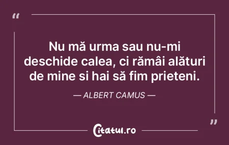 Nu mă urma sau nu-mi deschide calea, ci...