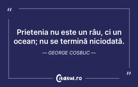 Prietenia nu este un râu, ci un ocean; ...