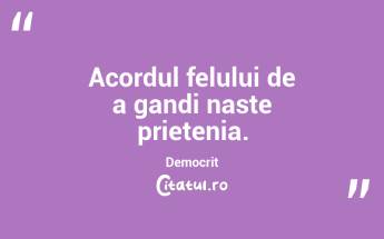 Acordul felului de a gandi naste prietenia. Democrit...
