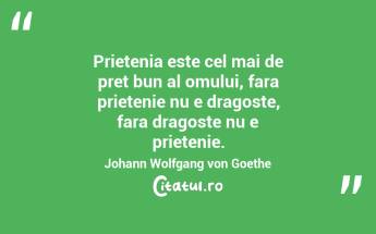 Prietenia este cel mai de pret bun al omului, fara prietenie nu e dragoste, fara dragoste nu e prietenie. Johann Wolfgang von Goethe...