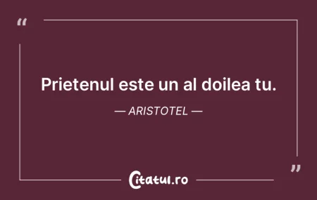 Prietenul este un al doilea tu. Aristote...