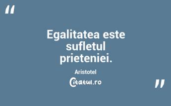 Egalitatea este sufletul prieteniei. Aristotel...