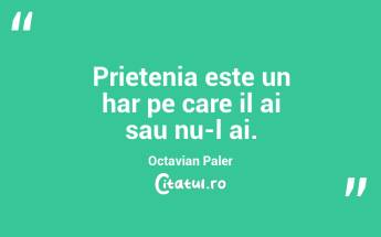 Prietenia este un har pe care il ai sau nu-l ai. Octavian Paler...