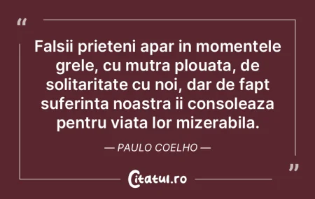 Falsii prieteni apar in momentele grele,...