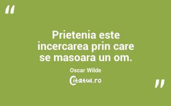 Prietenia este incercarea prin care se masoara un om. Oscar Wilde...