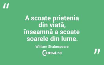 A scoate prietenia din viață, înseamnă a scoate soarele din lume. William Shakespeare...