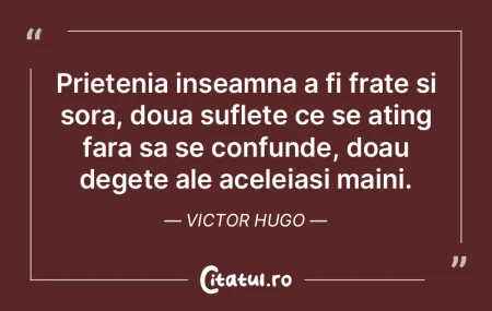 Prietenia inseamna a fi frate si sora, d...