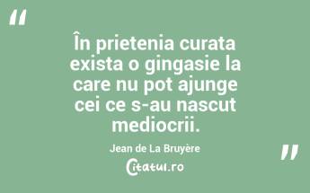 În prietenia curata exista o gingasie la care nu pot ajunge cei ce s-au nascut mediocrii. Jean de La Bruyère...