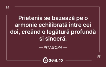 Prietenia se bazează pe o armonie echil...
