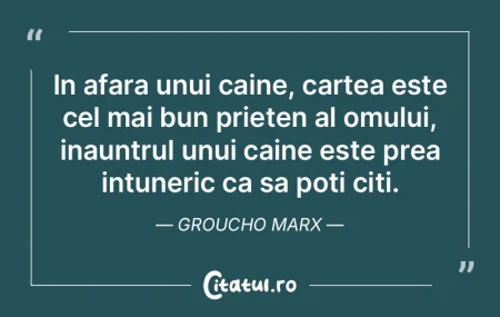  In afara unui caine, cartea este cel ma...