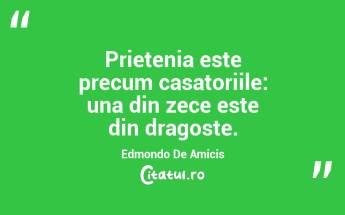 Prietenia este precum casatoriile: una din zece este din dragoste. Edmondo De Amicis...