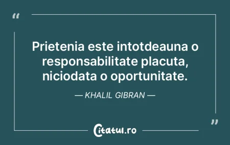 Prietenia este intotdeauna o responsabil...