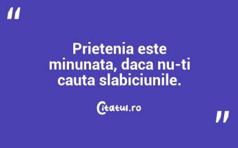 Prietenia este minunata, daca nu-ti cauta slabiciunile.  ...