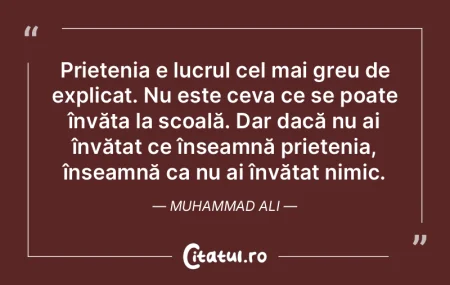 Prietenia e lucrul cel mai greu de expli...