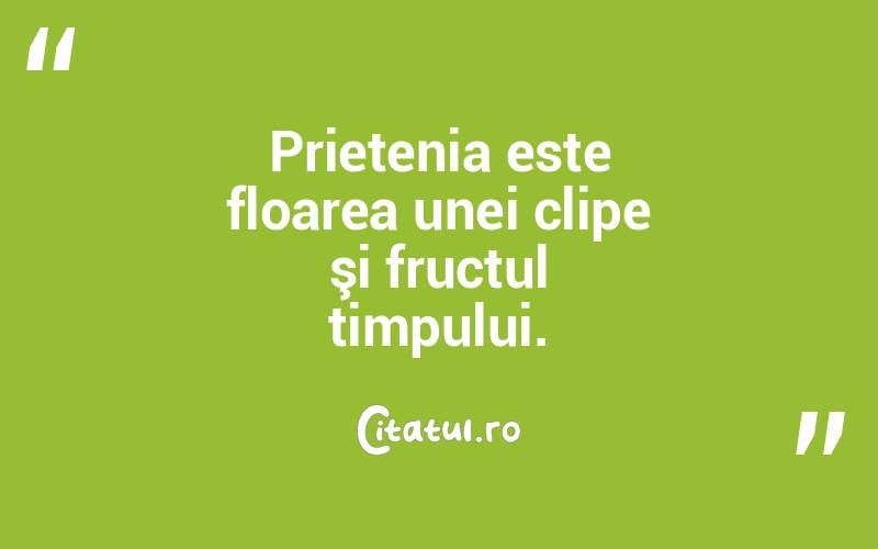  Prietenia este floarea unei clipe şi fructul timpului.  