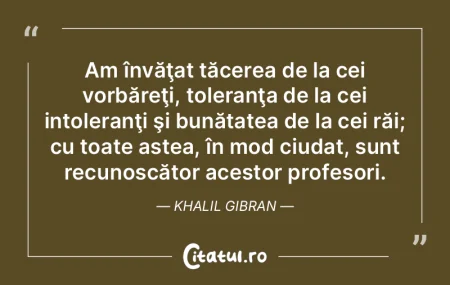 Am învăţat tăcerea de la cei vorbăr... Am învăţat tăcerea de la cei vorbăr...
