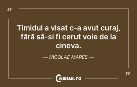 Timidul a visat c-a avut curaj, fără s... Timidul a visat c-a avut curaj, fără s...