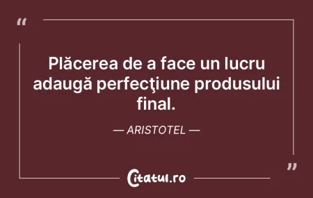 Plăcerea de a face un lucru adaugă per... Plăcerea de a face un lucru adaugă per...