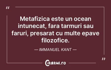 Metafizica este un ocean intunecat, fara... Metafizica este un ocean intunecat, fara...