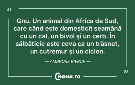 Gnu. Un animal din Africa de Sud, care c...