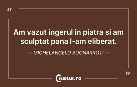 Am vazut ingerul in piatra si am sculpta... Am vazut ingerul in piatra si am sculpta...