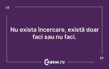 Nu exista încercare, există doar faci ... Nu exista încercare, există doar faci ...