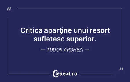 Critica aparţine unui resort sufletesc ...