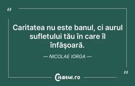 Caritatea nu este banul, ci aurul suflet...