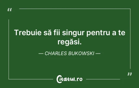 Trebuie să fii singur pentru a te regă... Trebuie să fii singur pentru a te regă...