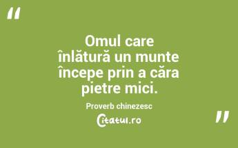 Omul care înlătură un munte începe prin a căra pietre mici. Proverb chinezesc...