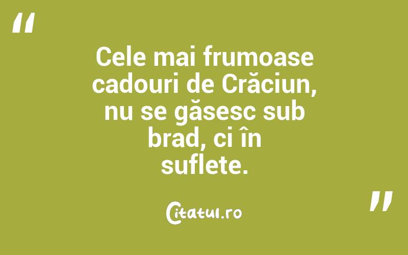  Cele mai frumoase cadouri de Crăciun, nu se găsesc sub brad, ci în suflete. 

