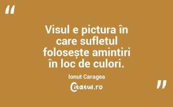  Visul e pictura în care sufletul folosește amintiri în loc de culori. Ionuț Caragea...