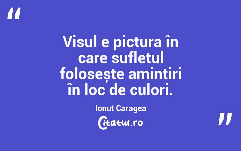  Visul e pictura în care sufletul folosește amintiri în loc de culori. Ionuț Caragea
