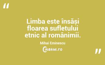   Limba este însăși floarea sufletului etnic al românimii. Mihai Eminescu...