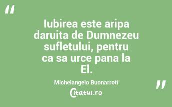 Iubirea este aripa daruita de Dumnezeu sufletului, pentru ca sa urce pana la El. Michelangelo Buonarroti...