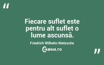 Fiecare suflet este pentru alt suflet o lume ascunsă. Friedrich Wilhelm Nietzsche...