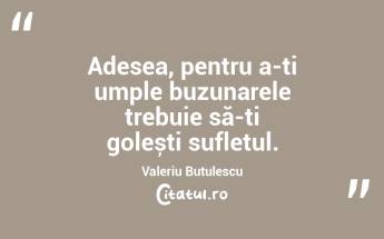 Adesea, pentru a-ți umple buzunarele trebuie să-ți golești sufletul. Valeriu Butulescu...