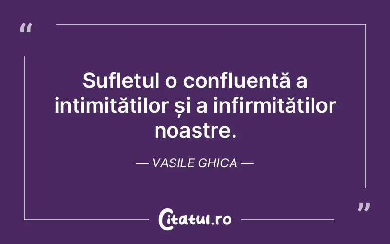 Sufletul o confluență a intimităților și a infirmităților noastre. Vasile Ghica