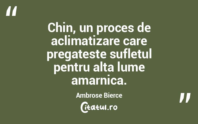  Chin, un proces de aclimatizare care pregateste sufletul pentru alta lume amarnica. Ambrose Bierce
