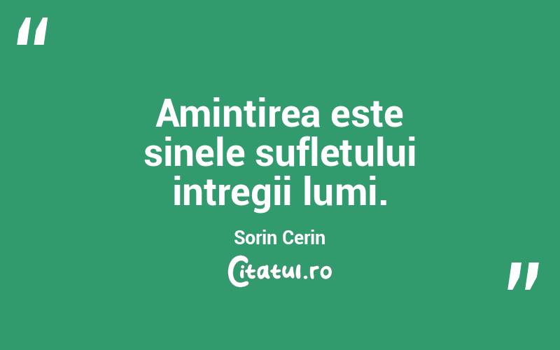  Amintirea este sinele sufletului intregii lumi. Sorin Cerin
