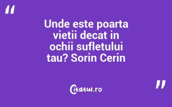 Unde este poarta vietii decat in ochii sufletului tau? Sorin Cerin...