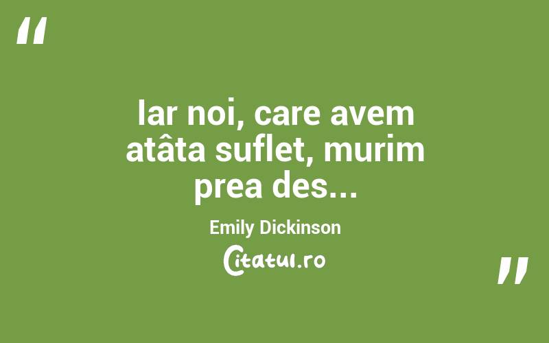 Iar noi, care avem atâta suflet, murim prea des... Emily Dickinson
