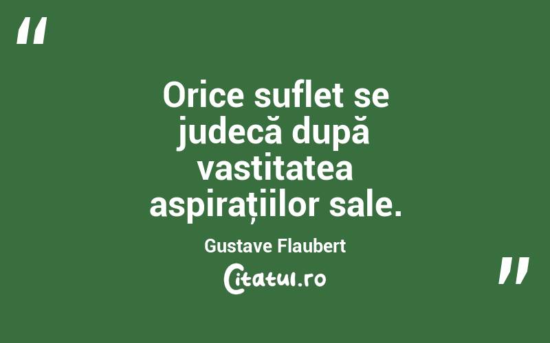 Orice suflet se judecă după vastitatea aspiraţiilor sale. Gustave Flaubert

