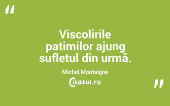 Viscolirile patimilor ajung sufletul din urmă. Michel Montaigne...