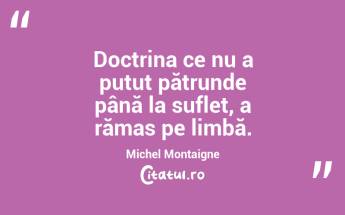 Doctrina ce nu a putut pătrunde până la suflet, a rămas pe limbă. Michel Montaigne...