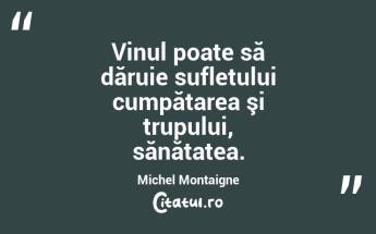 Vinul poate să dăruie sufletului cumpătarea şi trupului, sănătatea. Michel Montaigne...