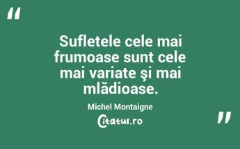 Sufletele cele mai frumoase sunt cele mai variate şi mai mlădioase. Michel Montaigne...