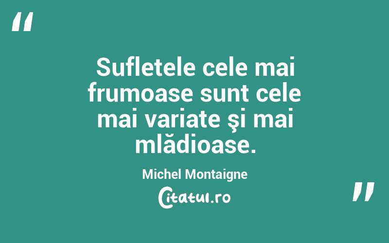 Sufletele cele mai frumoase sunt cele mai variate şi mai mlădioase. Michel Montaigne
