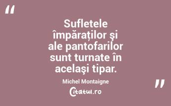 Sufletele împăraţilor şi ale pantofarilor sunt turnate în acelaşi tipar. Michel Montaigne...